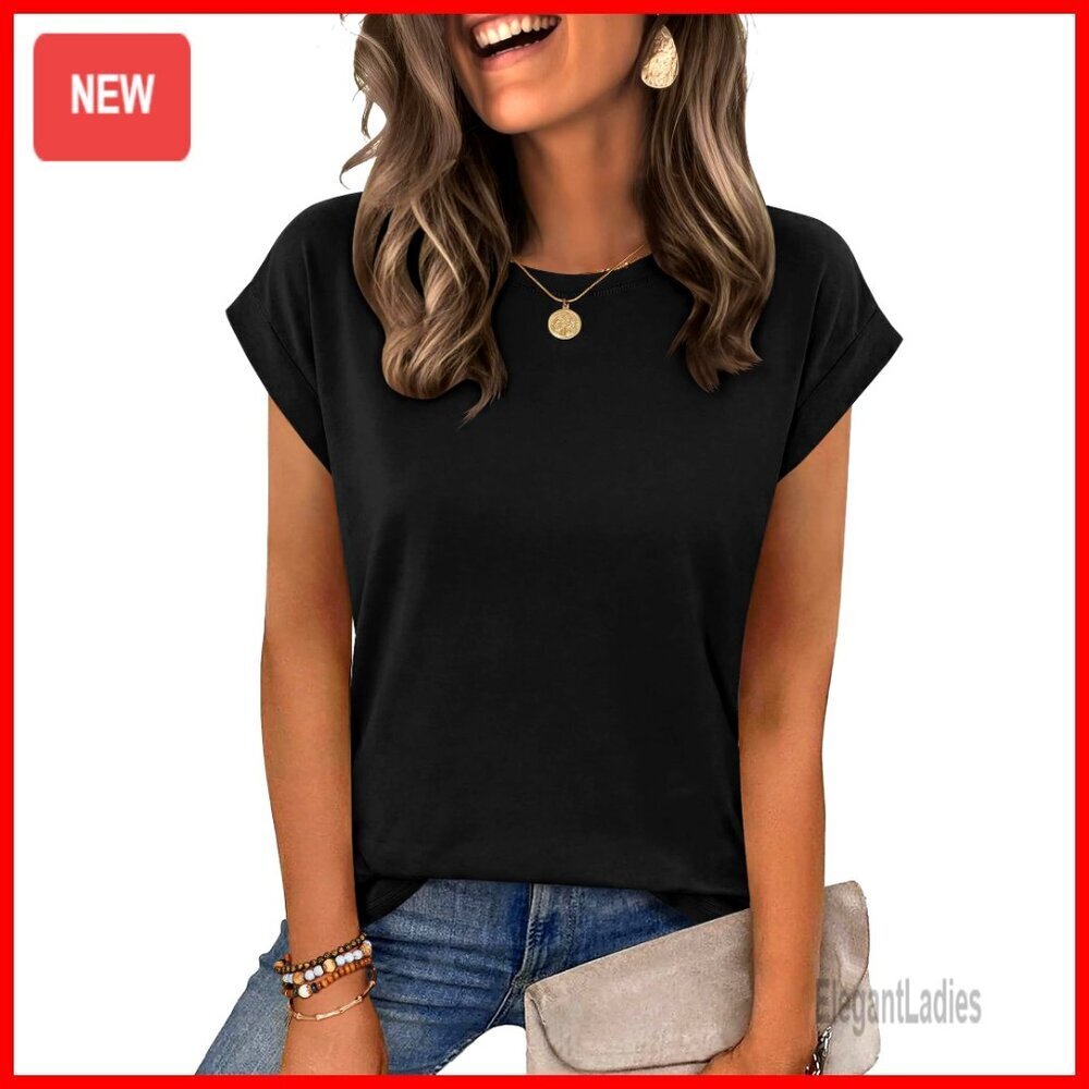 Cap Sleeve T-Shirt, Polyester Blend, Business Casual Top, All Seasons